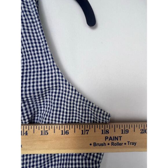 Molly Bracken Women's Large White/Blue Gingham Check Knee Length Summer Dress - Picture 4 of 9